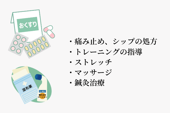 一般的な病院や治療院での治療法の一覧