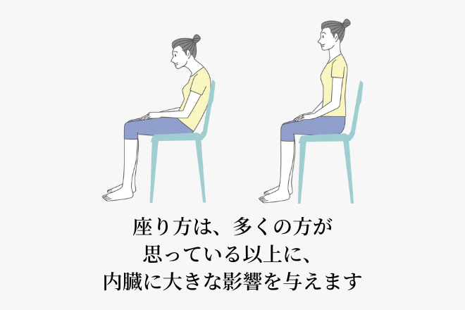 座り方は、多くの方が思っている以上に、内臓に大きな影響を与えます